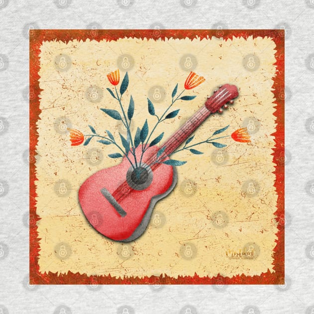 Vintage guitar and flowers by MoTekent